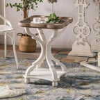 Rustic Wood Accent Side Table with Tray Top for Living Room