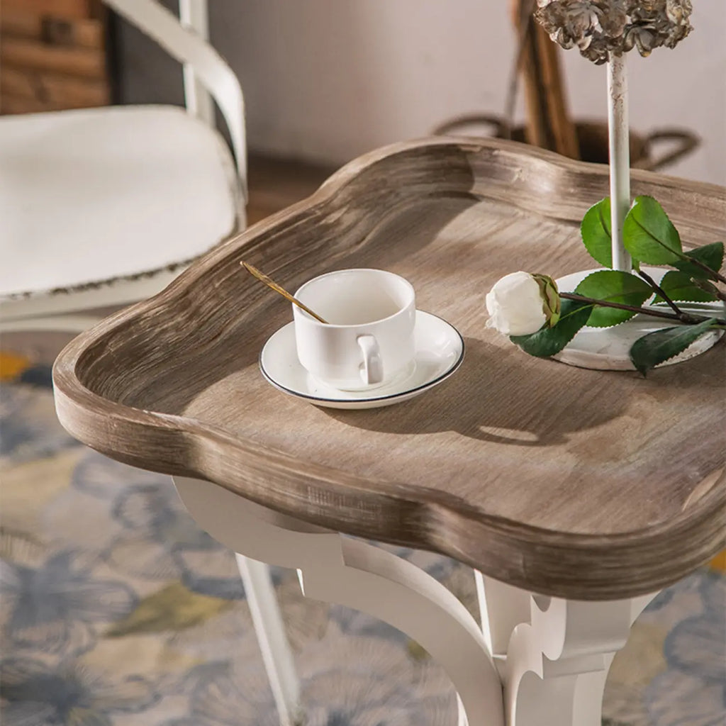 Rustic Wood Accent Side Table with Tray Top for Living Room