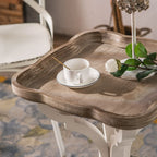 Rustic Wood Accent Side Table with Tray Top for Living Room