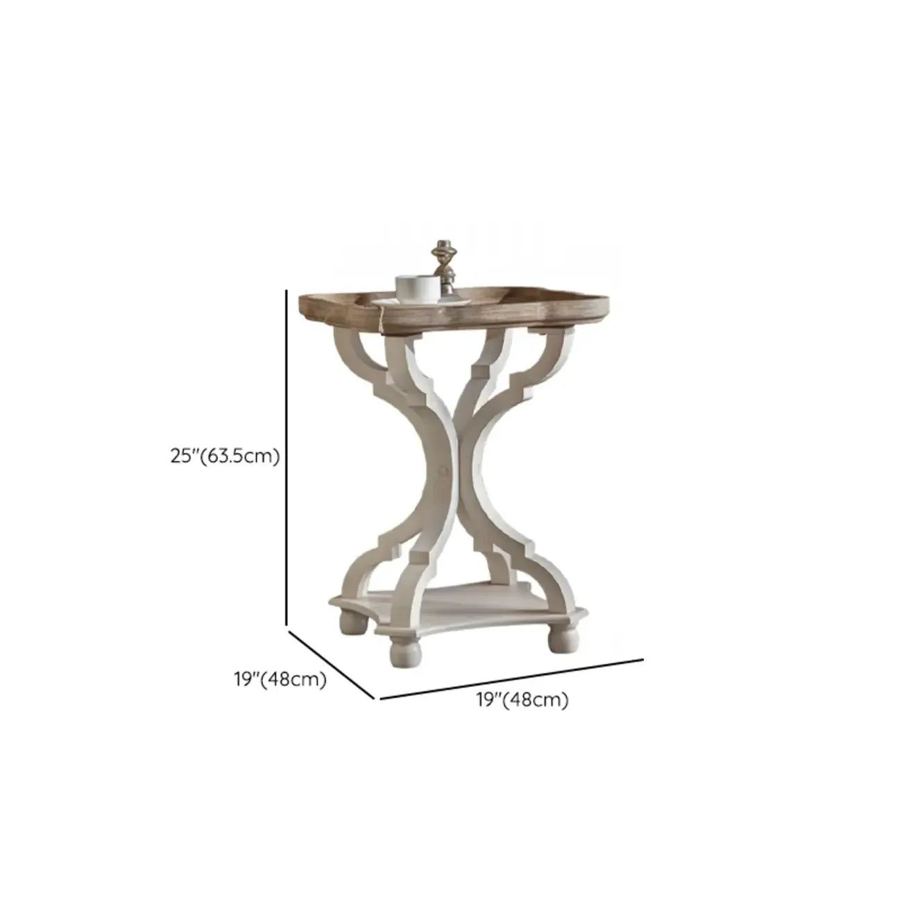Rustic Wood Accent Side Table with Tray Top for Living Room
