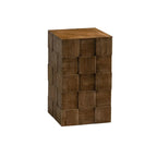 Rectangle Wood Drum End Table with Storage for Living Room