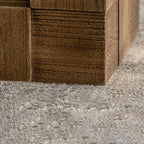 Rectangle Wood Drum End Table with Storage for Living Room