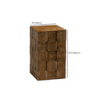 Rectangle Wood Drum End Table with Storage for Living Room