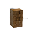 Rectangle Wood Drum End Table with Storage for Living Room