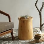 Natural Wood Small Round End Table for Living Room