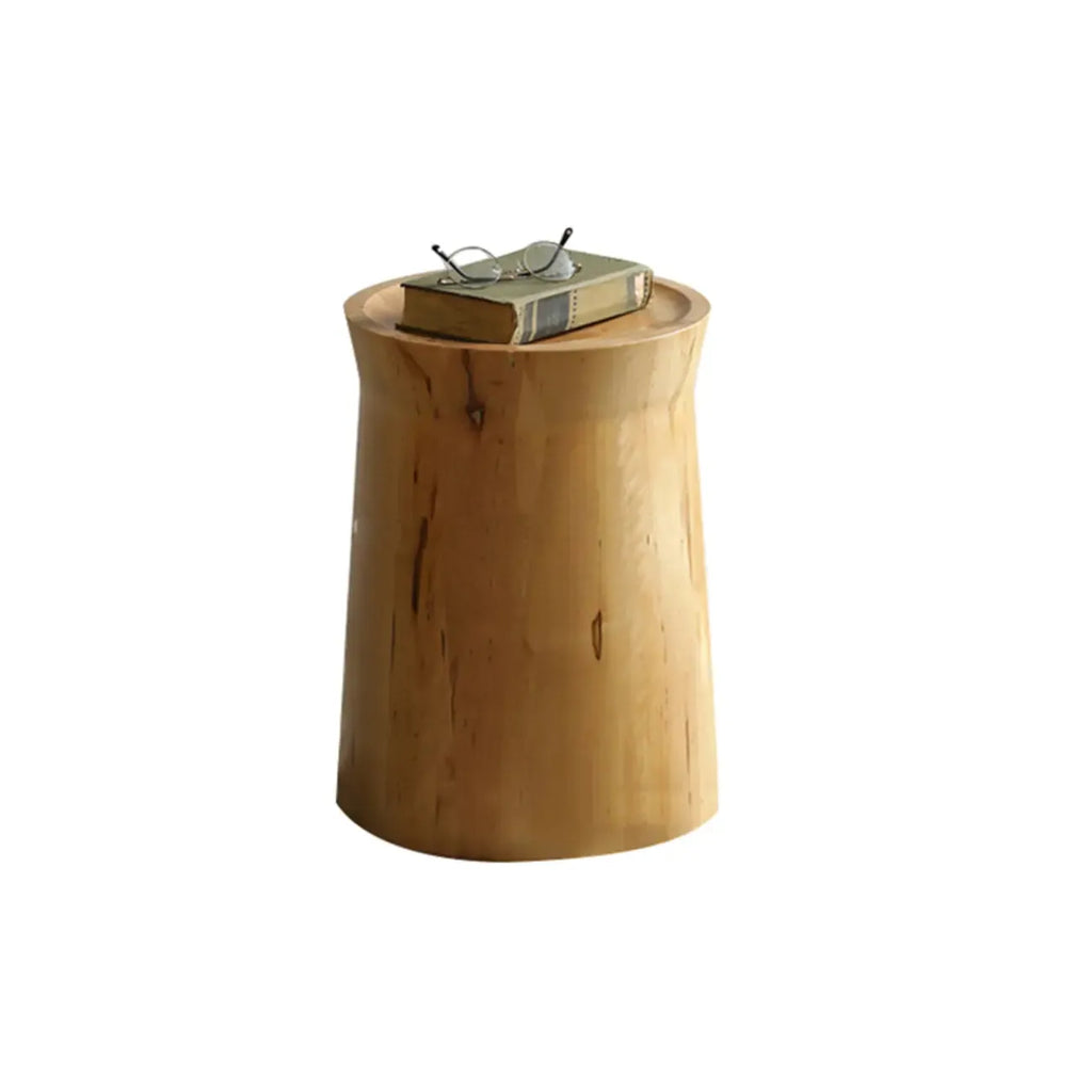 Natural Wood Small Round End Table for Living Room