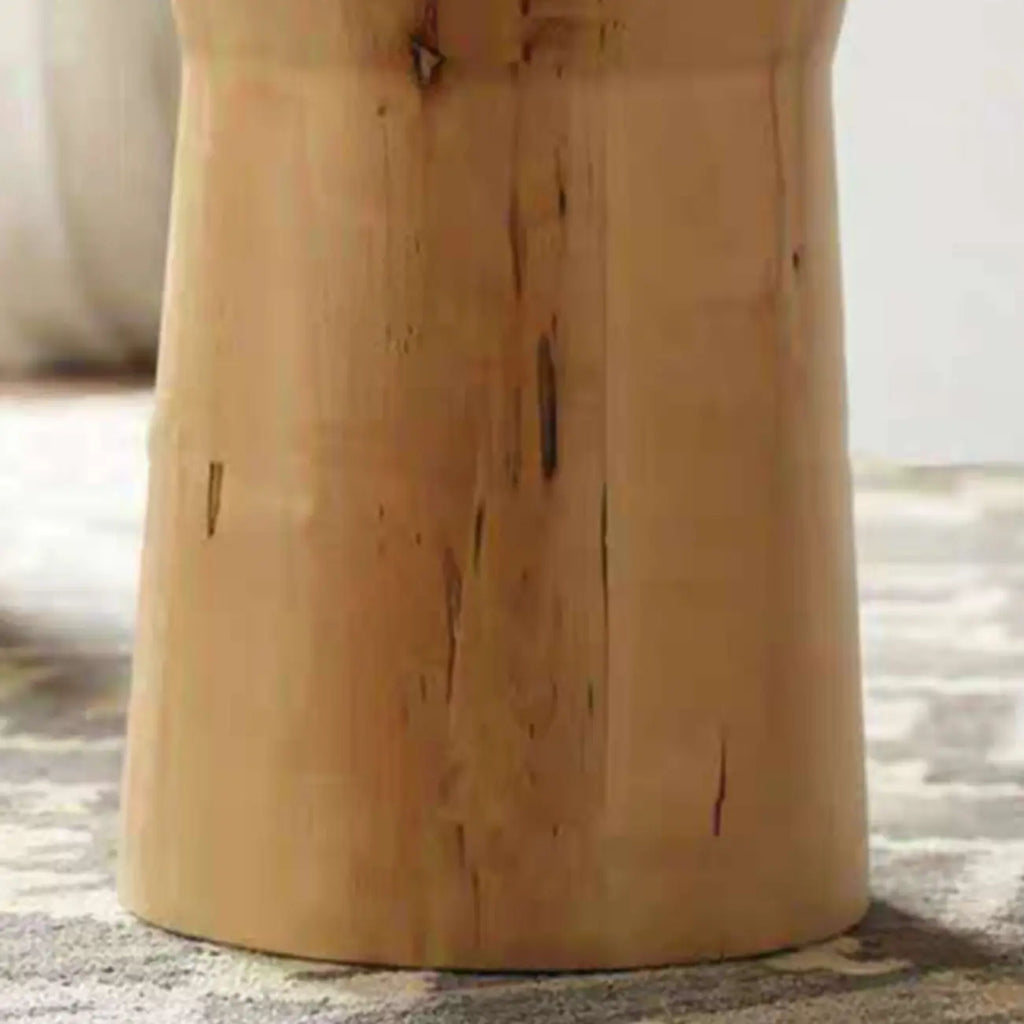 Natural Wood Small Round End Table for Living Room