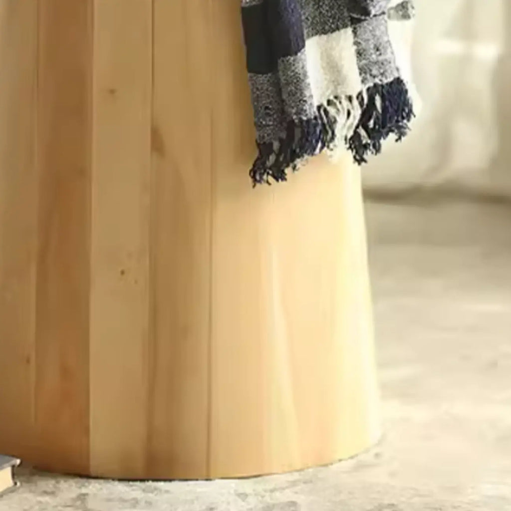 Natural Wood Small Round End Table for Living Room