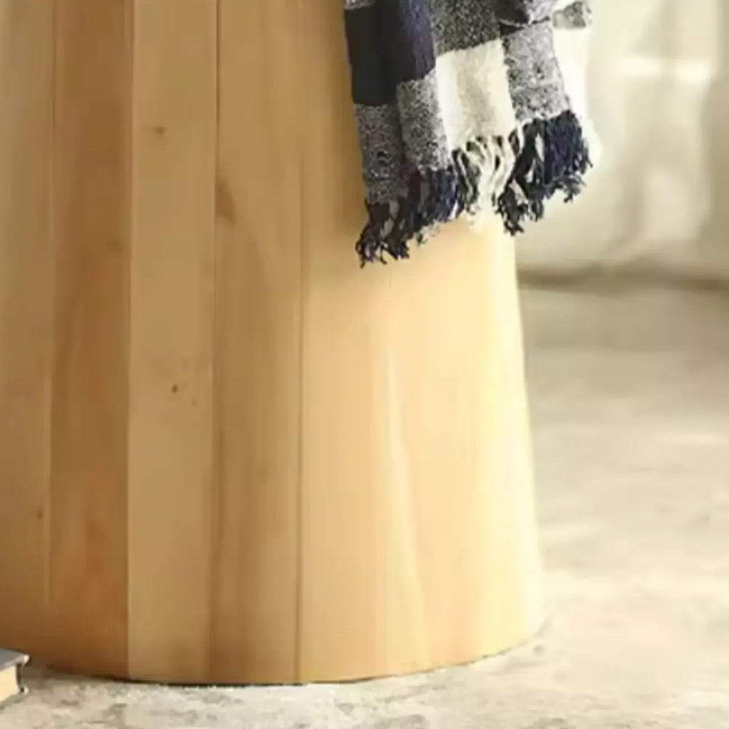 Natural Wood Small Round End Table for Living Room
