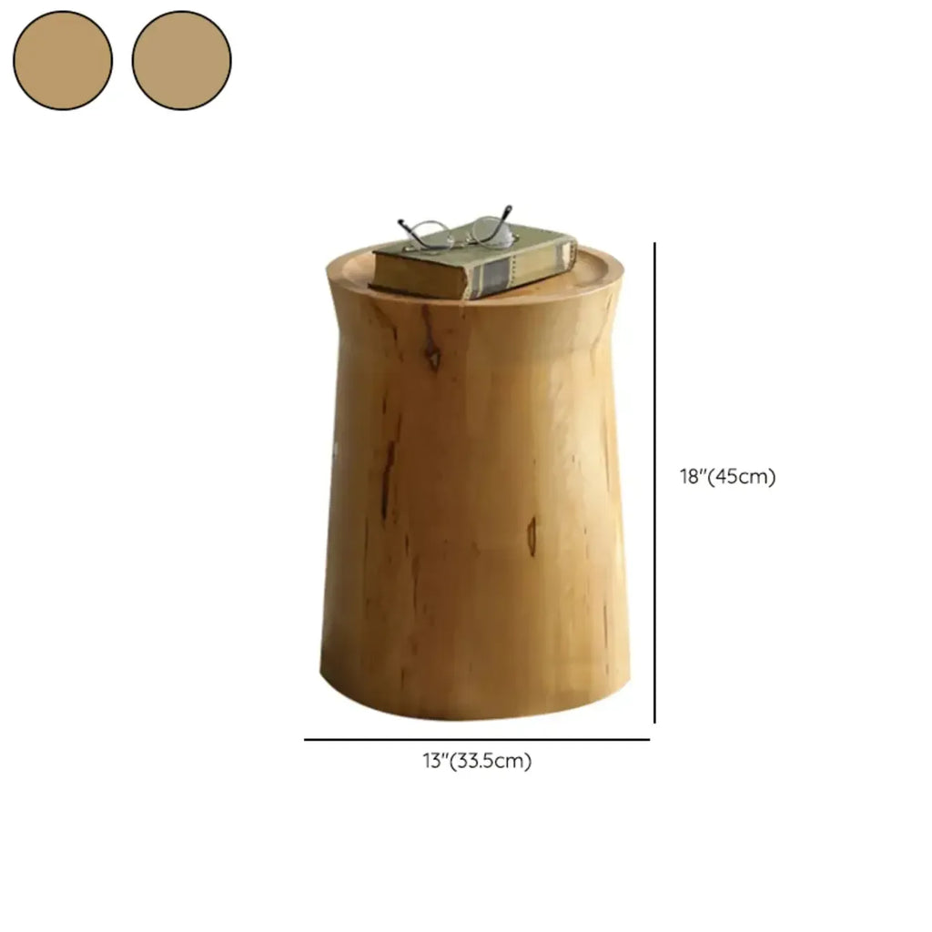 Natural Wood Small Round End Table for Living Room