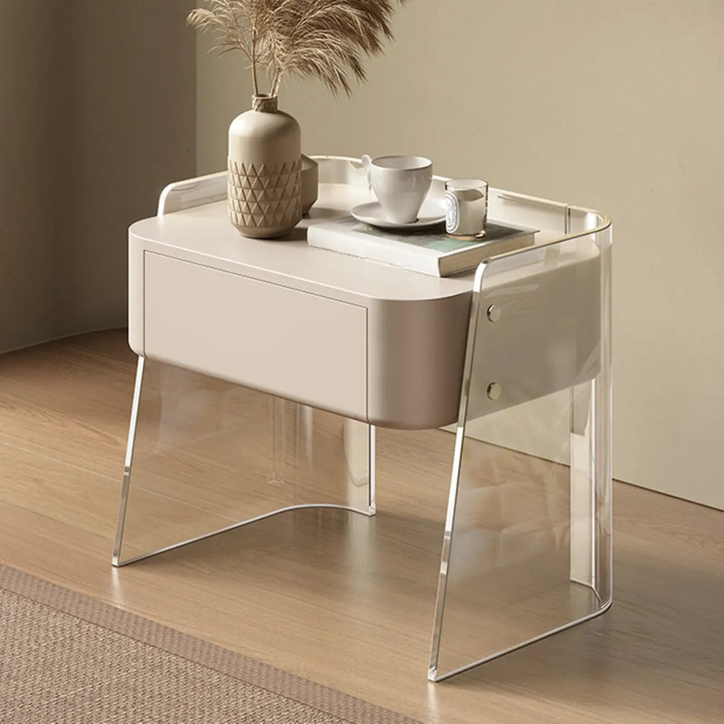 Modern Design White Plastic Bedside Table with Storage Drawer