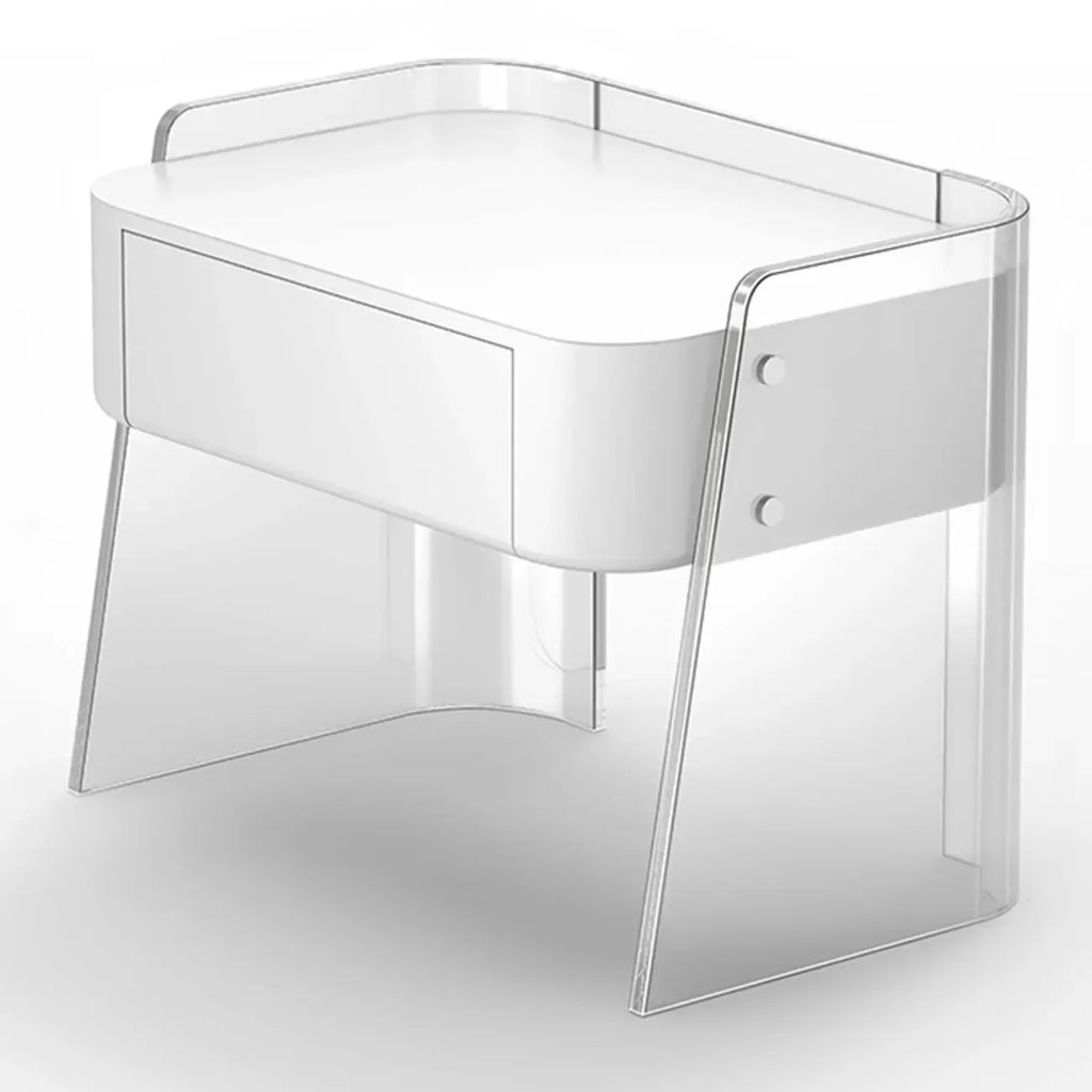 Modern Design White Plastic Bedside Table with Storage Drawer