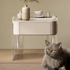 Modern Design White Plastic Bedside Table with Storage Drawer