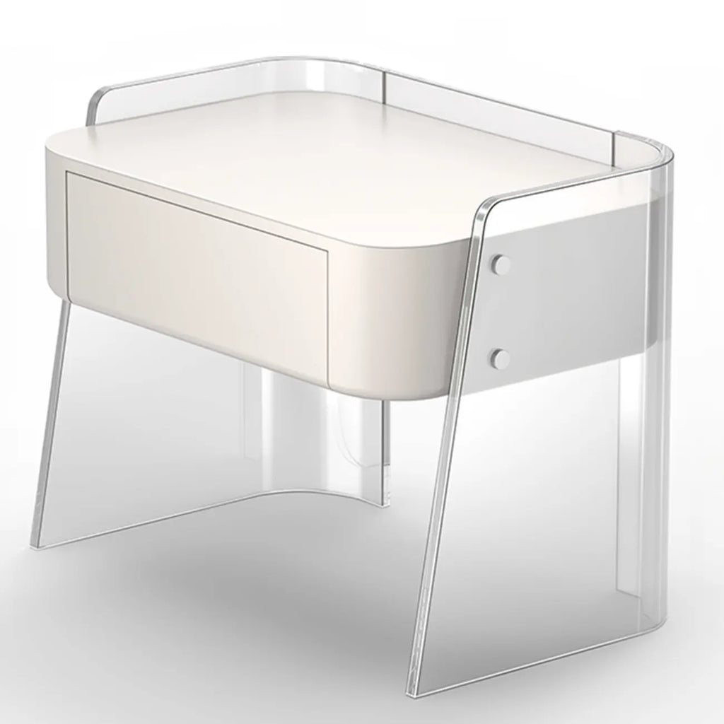 Modern Design White Plastic Bedside Table with Storage Drawer