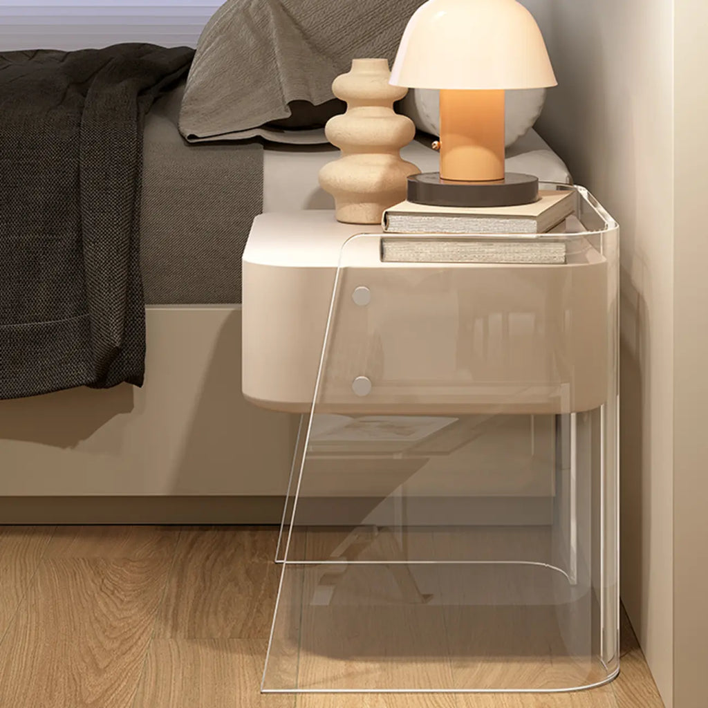 Modern Design White Plastic Bedside Table with Storage Drawer