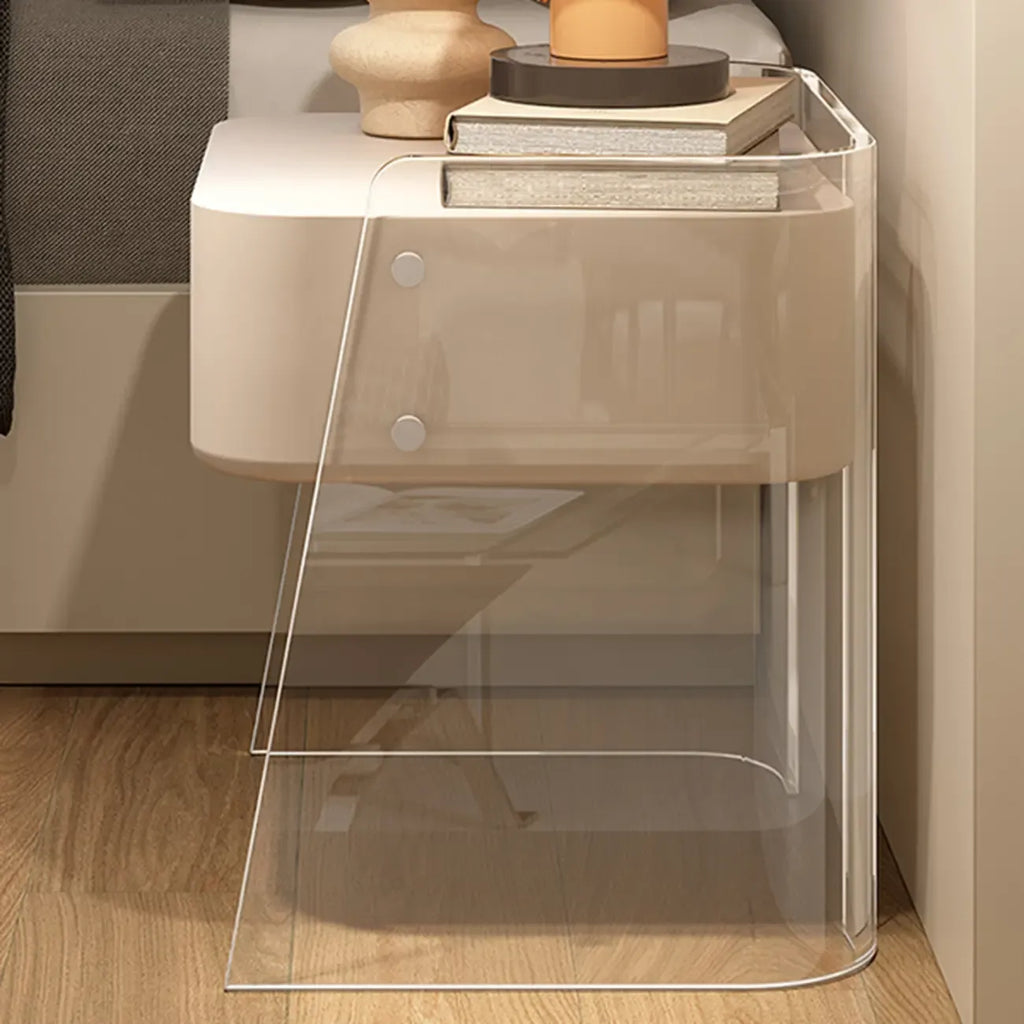 Modern Design White Plastic Bedside Table with Storage Drawer