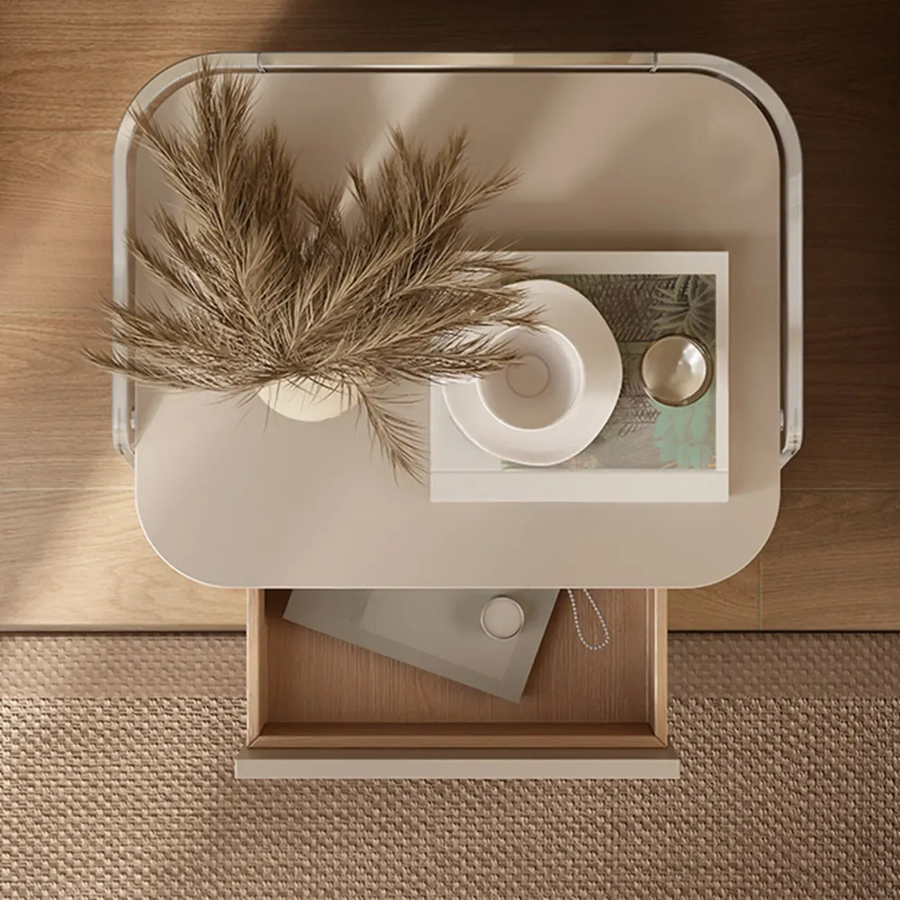 Modern Design White Plastic Bedside Table with Storage Drawer