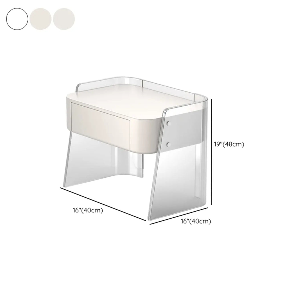 Modern Design White Plastic Bedside Table with Storage Drawer