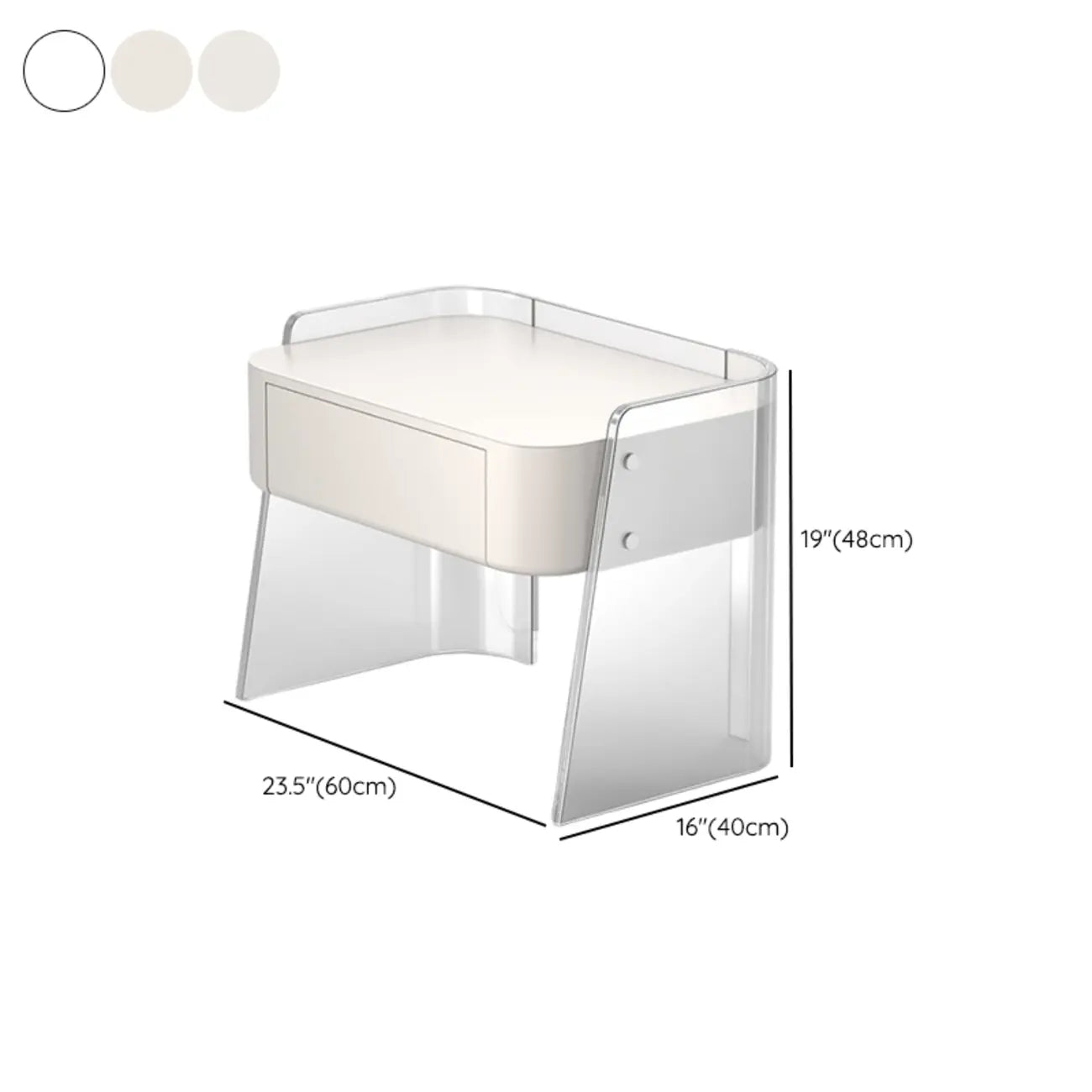 Modern Design White Plastic Bedside Table with Storage Drawer