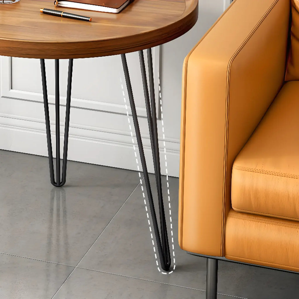 Solid Round Wood Side Table with Tray Top for Sofa