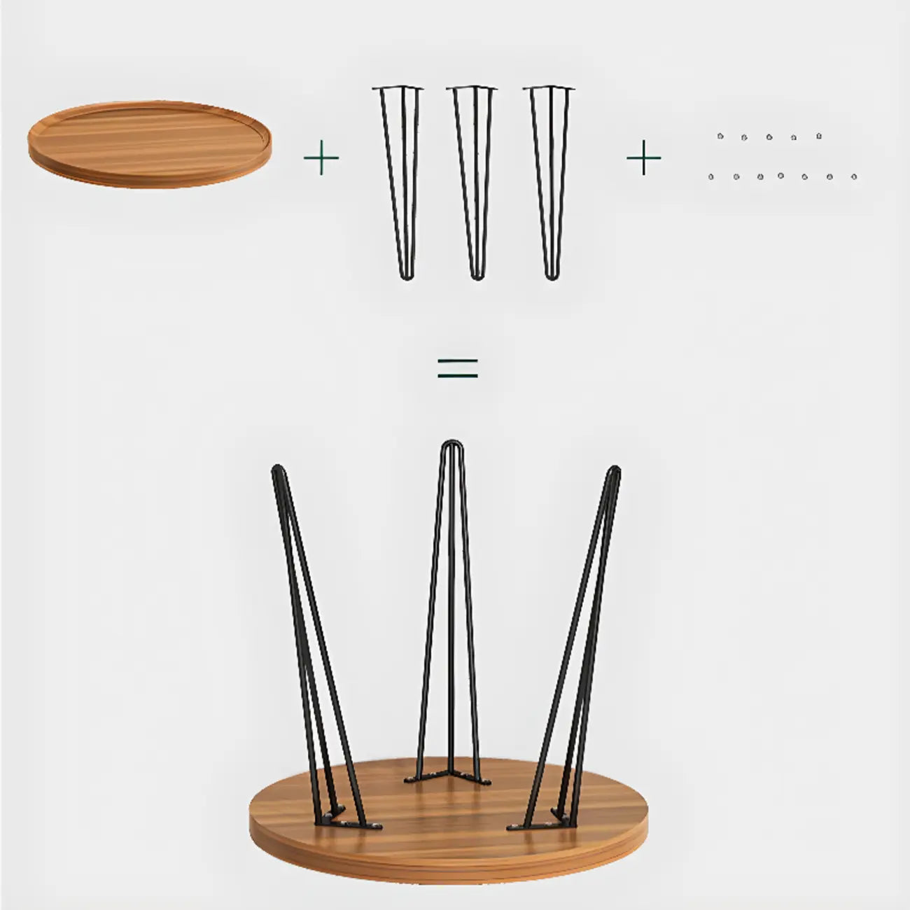 Solid Round Wood Side Table with Tray Top for Sofa