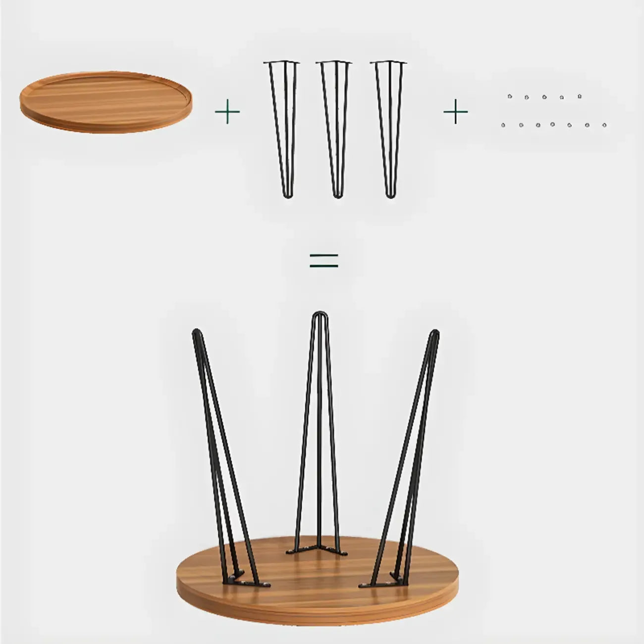 Solid Round Wood Side Table with Tray Top for Sofa