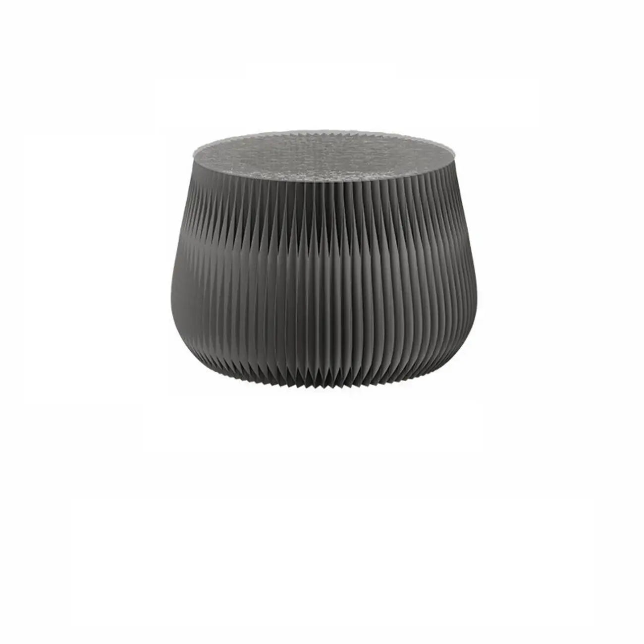 Foldable Round Accent White Drum End Table with Storage