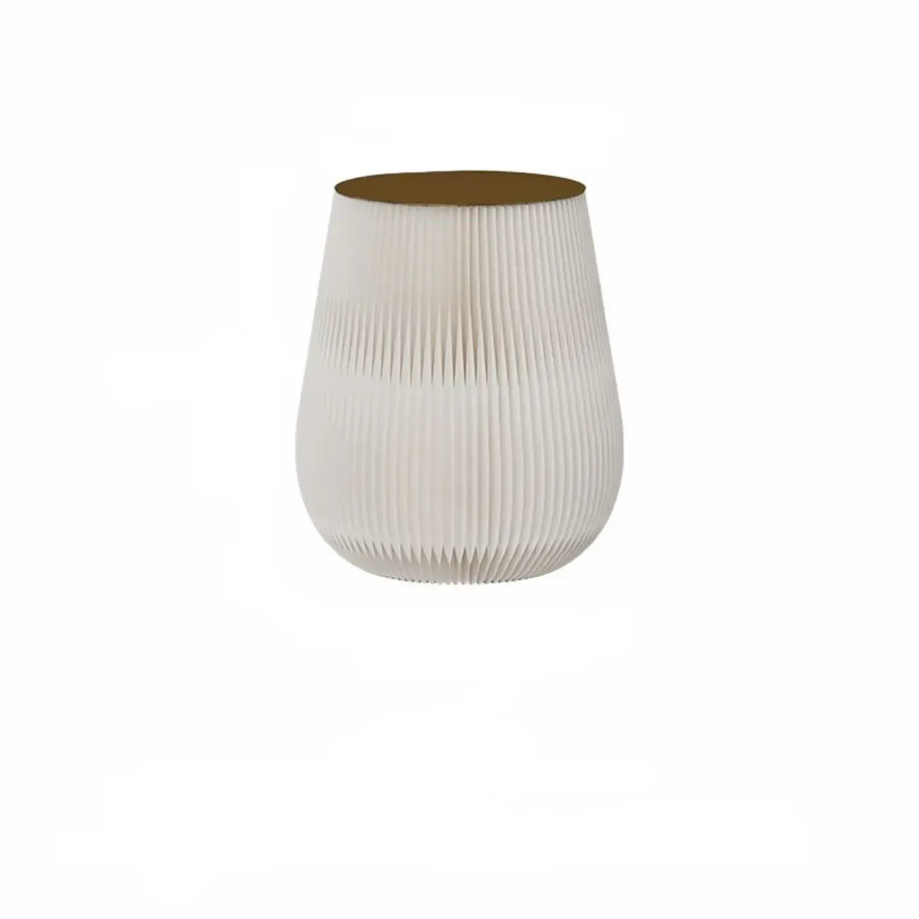 Foldable Round Accent White Drum End Table with Storage