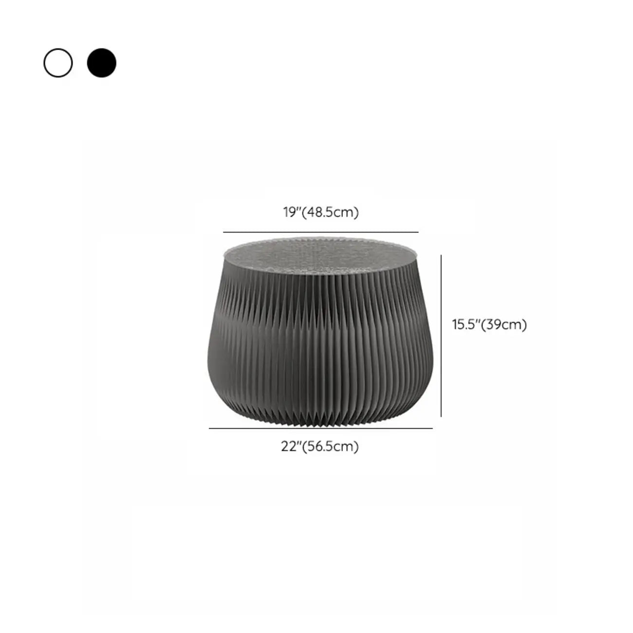 Foldable Round Accent White Drum End Table with Storage