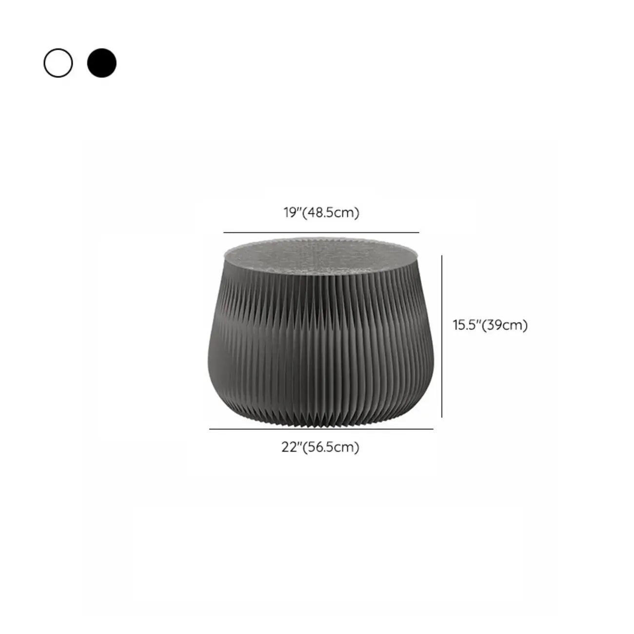 Foldable Round Accent White Drum End Table with Storage