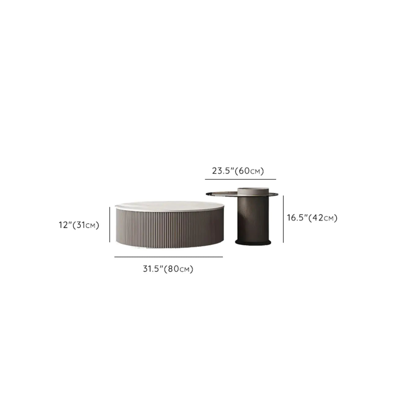 Modern Elegant Glass Round Nesting Coffee Table with 5 Sizes