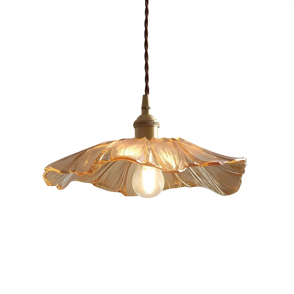 Designer Clear Glass Lotus Leaf Pendant Lamp for Bedroom