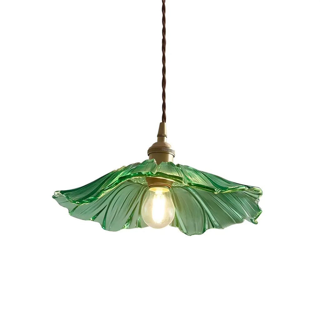 Designer Clear Glass Lotus Leaf Pendant Lamp for Bedroom