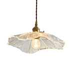 Designer Clear Glass Lotus Leaf Pendant Lamp for Bedroom