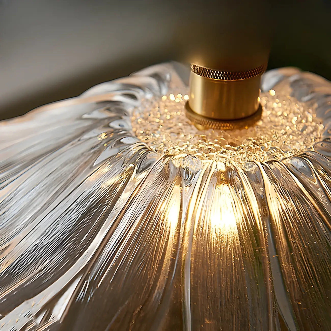 Designer Clear Glass Lotus Leaf Pendant Lamp for Bedroom