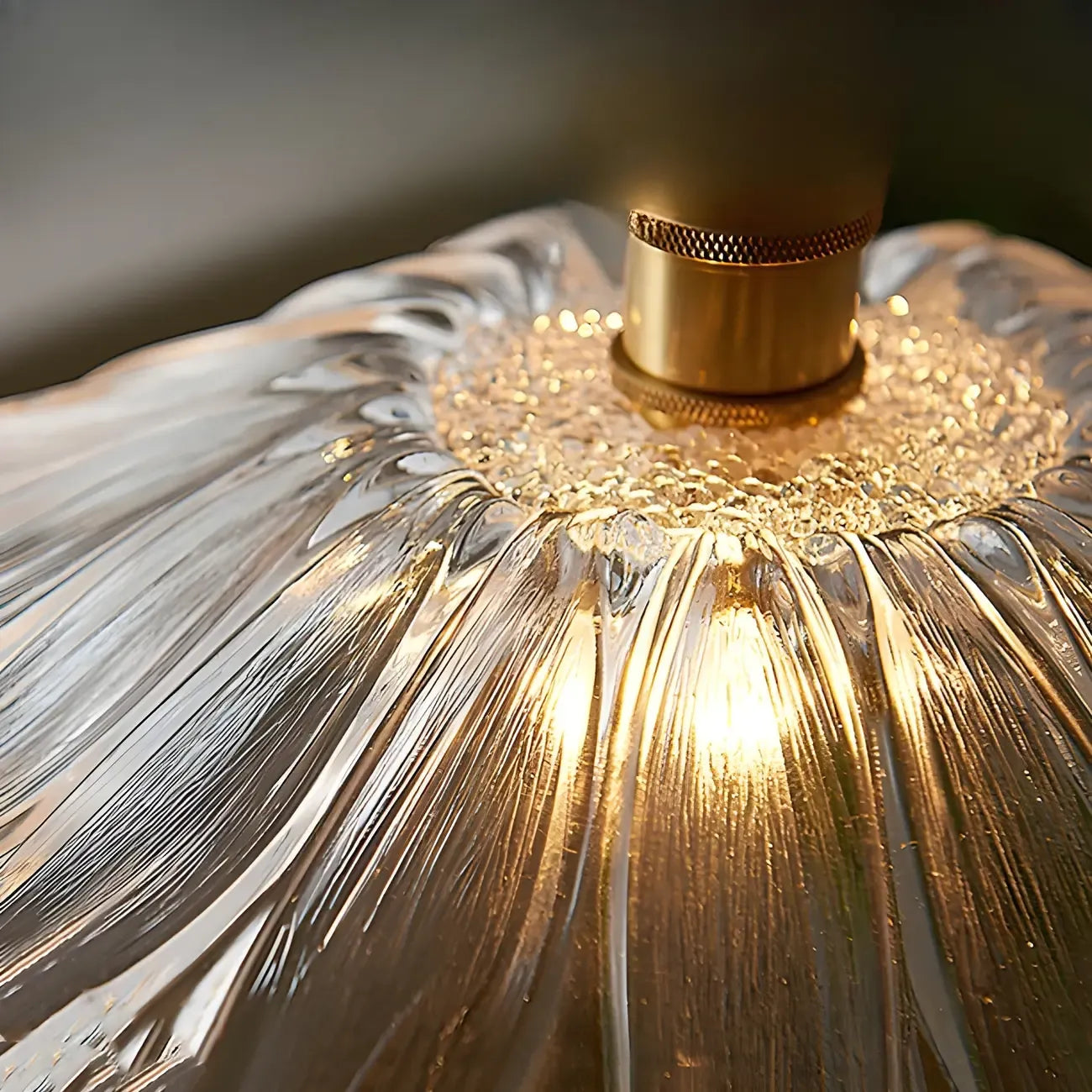 Designer Clear Glass Lotus Leaf Pendant Lamp for Bedroom