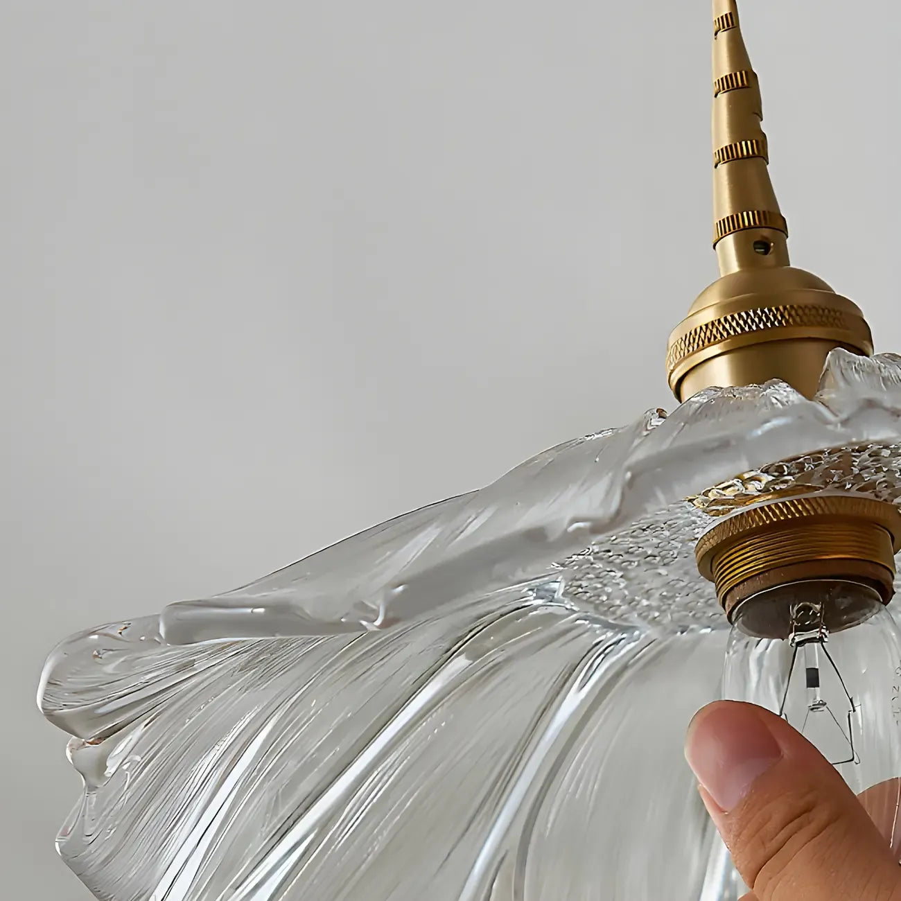 Designer Clear Glass Lotus Leaf Pendant Lamp for Bedroom