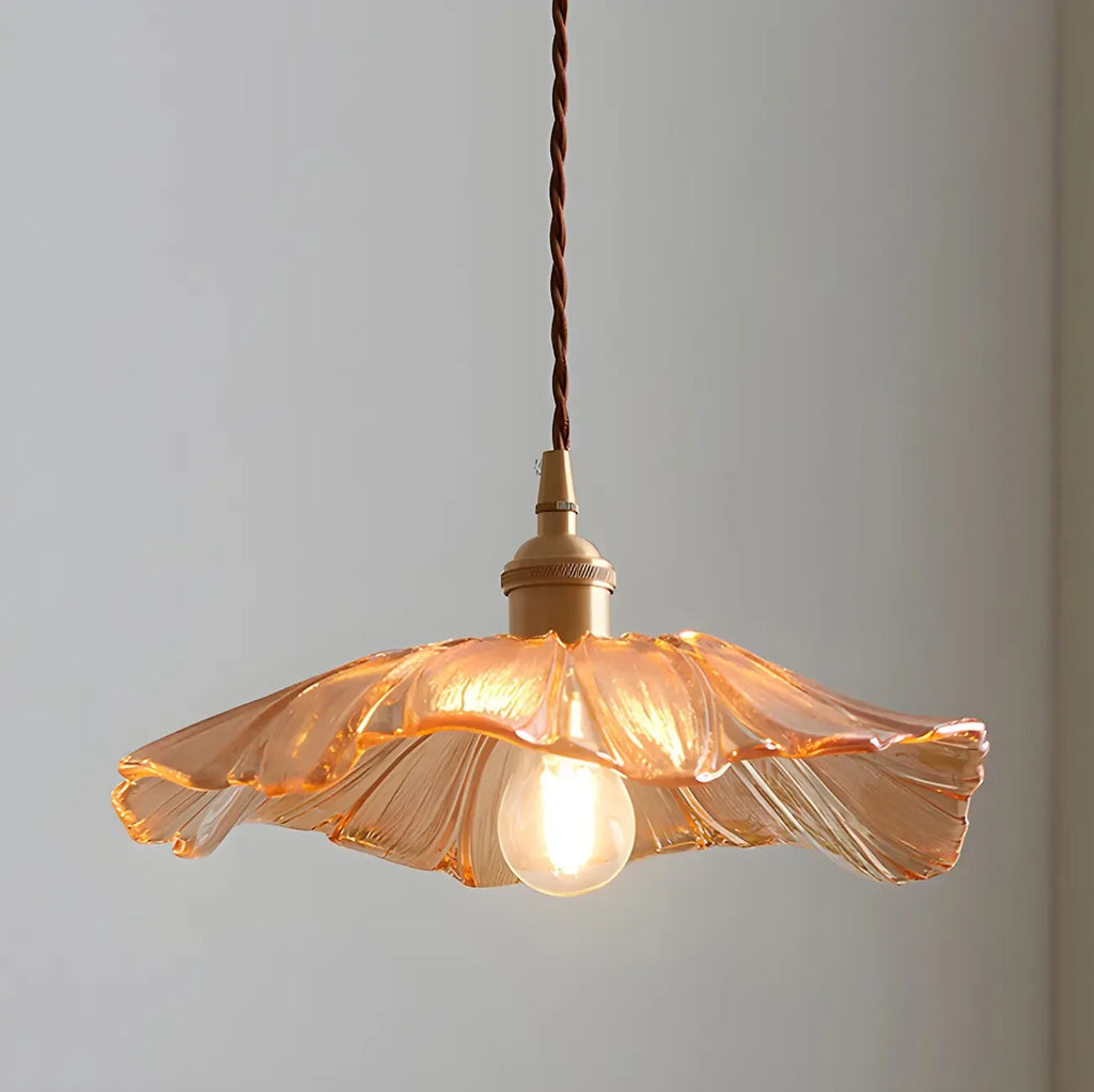 Designer Clear Glass Lotus Leaf Pendant Lamp for Bedroom