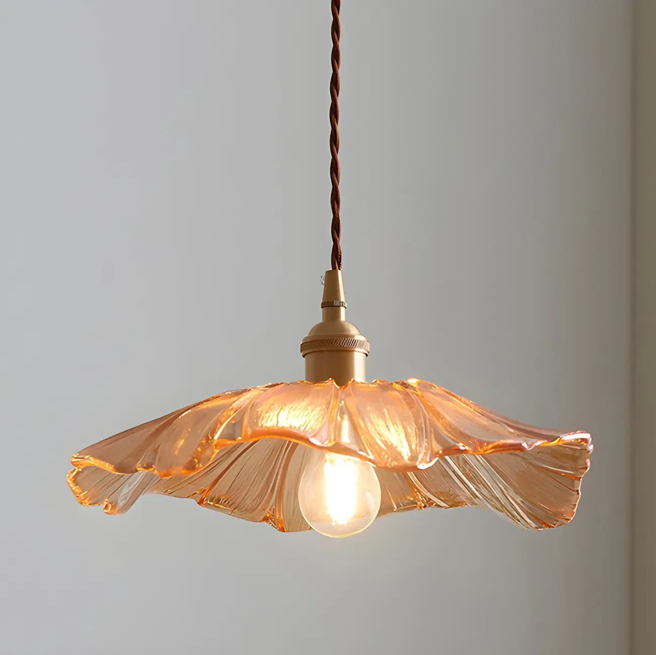 Designer Clear Glass Lotus Leaf Pendant Lamp for Bedroom