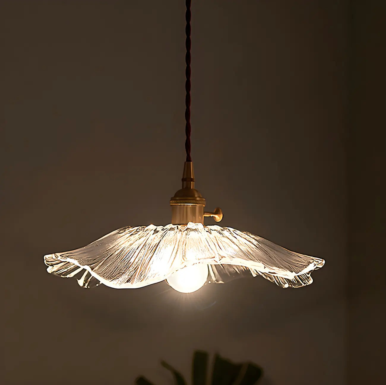 Designer Clear Glass Lotus Leaf Pendant Lamp for Bedroom