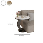 Modern C-Shaped Round Marble Side Table for Living Room