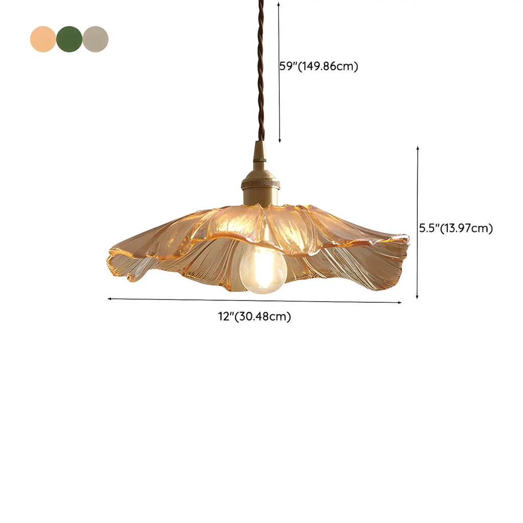 Designer Clear Glass Lotus Leaf Pendant Lamp for Bedroom