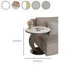 Modern C-Shaped Round Marble Side Table for Living Room