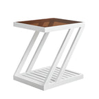 2-Tier Small Wood Side Table with Glass Top for Living Room