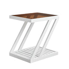 2-Tier Small Wood Side Table with Glass Top for Living Room