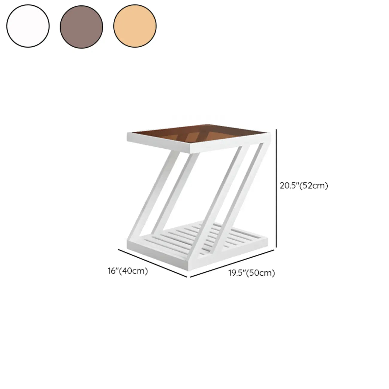 2-Tier Small Wood Side Table with Glass Top for Living Room