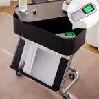 Rolling Metal Storage C-Shaped Side Table with Magazine Rack