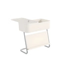 Rolling Metal Storage C-Shaped Side Table with Magazine Rack