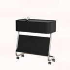 Rolling Metal Storage C-Shaped Side Table with Magazine Rack