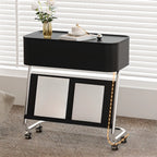 Rolling Metal Storage C-Shaped Side Table with Magazine Rack